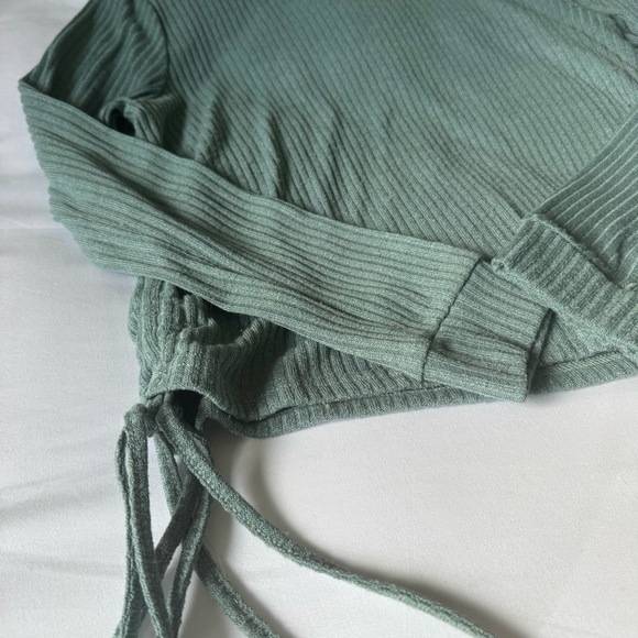 Mint Ribbed Knit Drawstring Sides Top - Picture 7 of 7